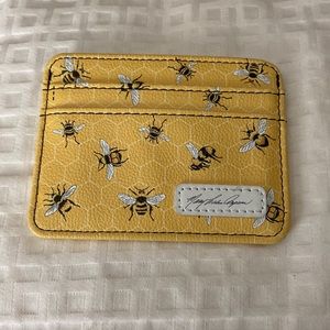 Yellow leather bumblebee card holder